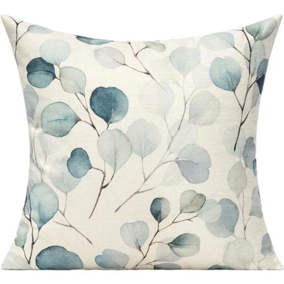 Sage Green Throw Pillow Covers Outdoor 18x18 Set of 4 Leaf Eucalyptus Plants - Picture 3 of 7